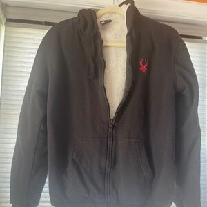 Spyder Fleece Lined Jacket Hood Sweatshirt Zip S 138323